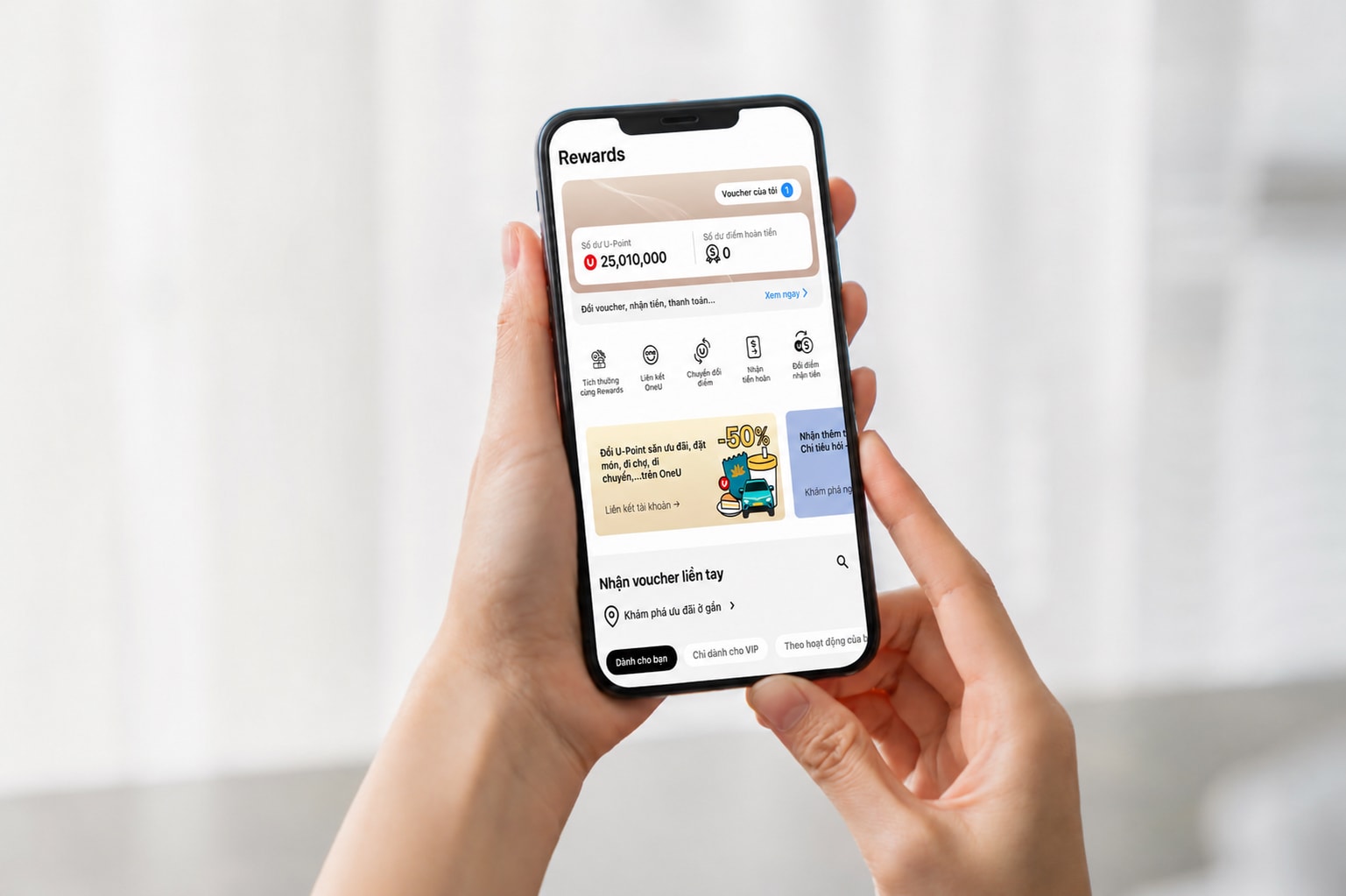 Giao diện Techcombank OneU (hình ưu tiên sử dụng)