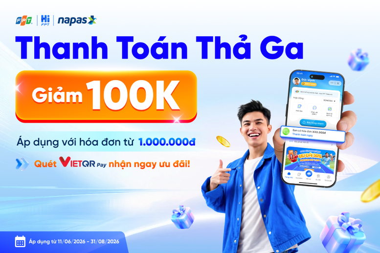 Thanh toán không tiền mặt tiếp tục được thúc đẩy khi NAPAS và FPT Telecom mang đến chương trình ưu đãi VietQRPay trên Hi FPT, giúp khách hàng vừa hoàn tất giao dịch trực tuyến vừa nhận