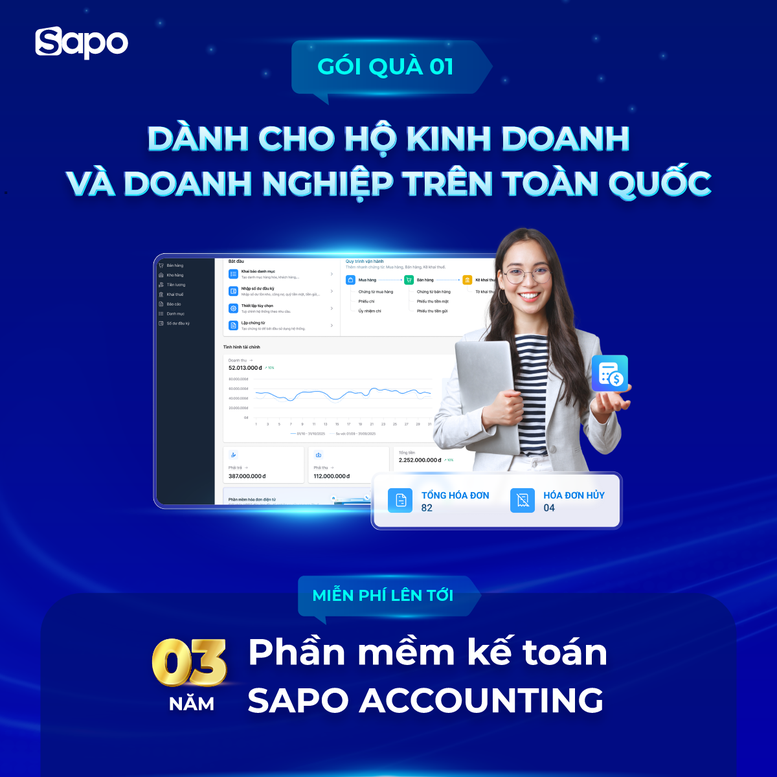 Đối với hộ kinh doanh và doanh nghiệp, chương trình hỗ trợ miễn phí đến 3 năm sử dụng phần mềm kế toán Sapo Accounting, áp dụng cả với khách hàng chưa sử dụng phần mềm bán hàng Sapo