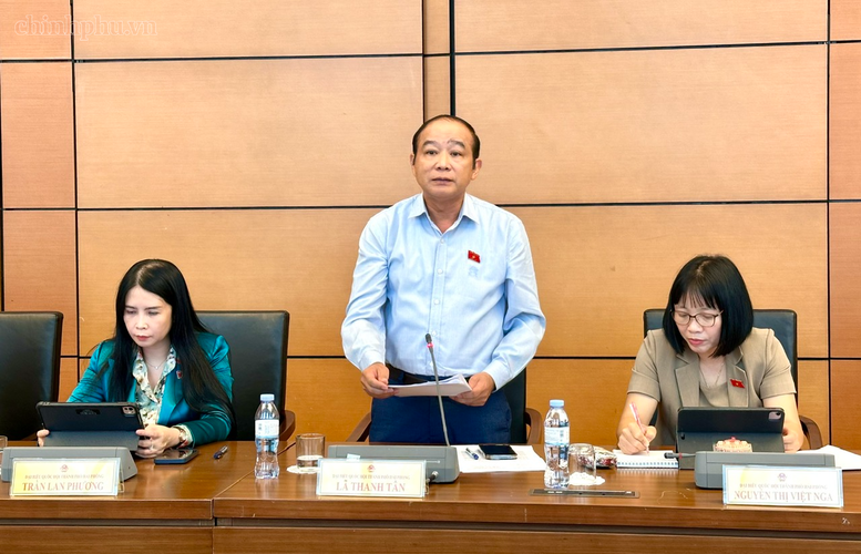 Đại biểu Lã Thanh Tân (TP. Hải Phòng) nêu ý kiến tại phiên họp - Ảnh: VGP/Diệu Anh