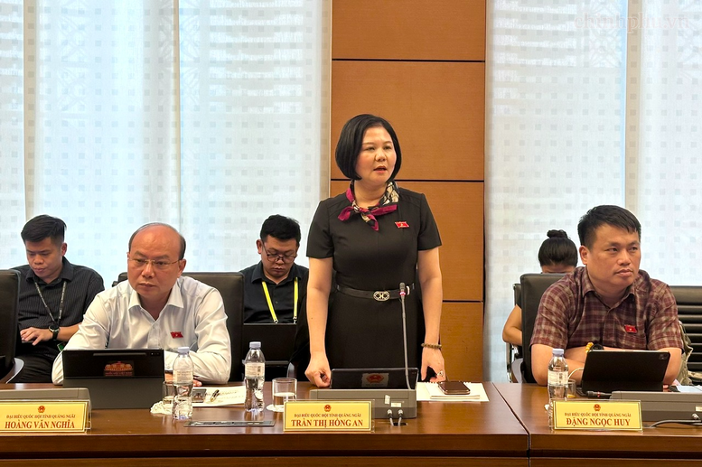 Đại biểu Trần Thị Hồng An (tỉnh Quảng Ngãi) nêu ý kiến tại phiên họp - Ảnh: VGP/Diệu Anh