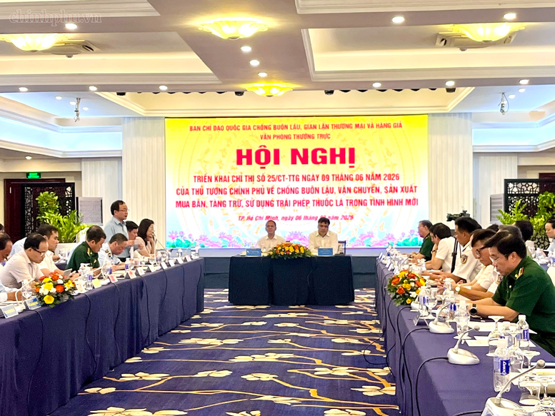 Văn phòng Thường trực Ban Chỉ đạo Ban Chỉ đạo 389 quốc gia tổ chức Hội nghị triển khai Chỉ thị số 25/CT-TTg của Thủ tướng Chính phủ về tăng cường phòng, chống buôn lậu, vận chuyển, mua bán, tàng trữ và sử dụng trái phép thuốc lá trong tình hình mới ngày 6/8 tại TPHCM - Ảnh: VGP/LA