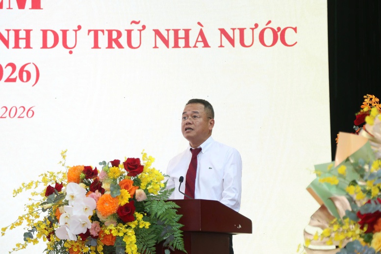 Cục trưởng Cục Dự trữ Nhà nước Bùi Tuấn Minh phát biểu - Ảnh: VGP